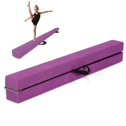  COSTWAY 8 FT Folding Gymnastic Beam With Anti-Slip Base For Toddler, Purple