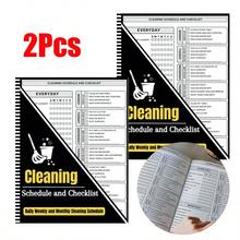 2Pcs Family Cleaning Schedule Planner, Daily, Weekly, Monthly Cheaning Checklist, Paper Material, Easy-To-Follow Clean Organizer For Adults Planning Sheets - 2pcs - View 1