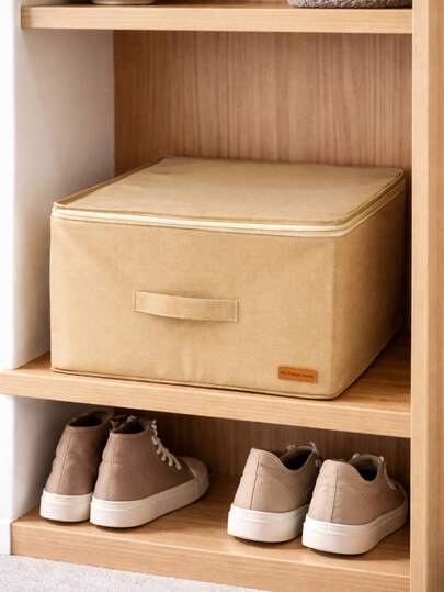 Supported Storage Bag, Beige Color – Zippered Foldable Storage And Organization Box 35x42x23
