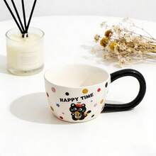 可爱动物图案长耳柄陶瓷马克杯，高品质治愈系咖啡/牛奶杯，大容量办公/家用水杯，独特可爱礼物 - 彩色 - 查看 15