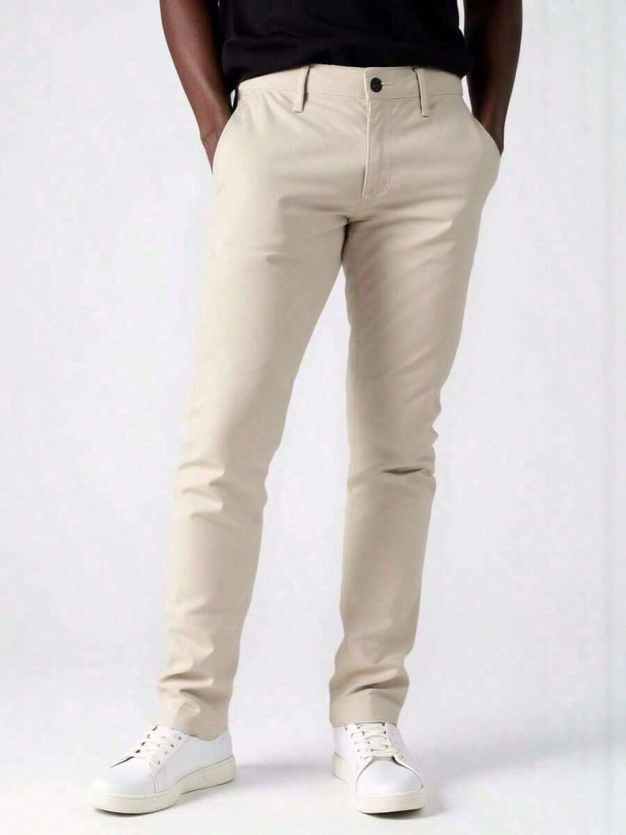 Calça Masculina De Sarja Alfaiataria Slim com Elastano - Esporte Fino - Damasco - Visão 1