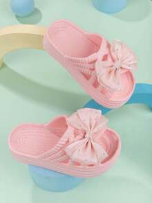 Girls' Sandals New Fashionable Cute Bow Princess Shoes Versatile Comfortable Beach Slippers - Pink - View 4