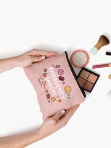 Emergency Snacks Letter Printed Storage Bag, Christmas Gift For Mom, Teacher, Friend, Nurse, Cosmetic Bag, Gift Bag For Female Friends, Travel Souvenirs, Birthday, Women'S Day, Party, Bridesmaid Cosmetic Storage Bag, Toiletry Bag, Storage Bag, Cosmetic Bag, Cosmetic Storage Bag, Makeup Tools, Travel Gift Makeup Bag Makeup Bags Makeup Organizer Make Up Organizer Makeup Storage - Multicolor - View 7