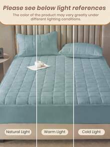 1件装防水六边拉链床垫保护套,绗缝舒适贴身床单,适用于12英寸厚床垫,适用于单人床/双人床/大号床/特大号床,透气静音,防尘,氧化蓝,亲肤,可机洗,优质拉链床垫套,理想的家居装饰,完美的节日礼物 - 氧氣藍(30cm笠高) - 查看 9