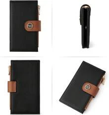 ¡RecomendadoBOSTANTEN Carteras de piel para mujer, con bloqueo RFID, delgado y plegable con bolsillo con cierre¡Top de Temporada - Marrón - Ver 10