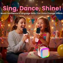 Mini Karaoke Machine, Karaoke Machine For Kids And Adults, Portable Bluetooth Karaoke Speaker With 2 Wireless Microphones And Party Lights, Suitable For Children And Adults, Birthday Gift, Suitable For Girls, Boys, Family Gatherings - Multicolor - View 6
