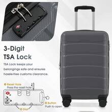 20 Inch Hardshell ABS Carry On Luggage, Durable Expandable Travel Suitcase With Spinner Wheels, TSA Lock - Xám - Xem 4