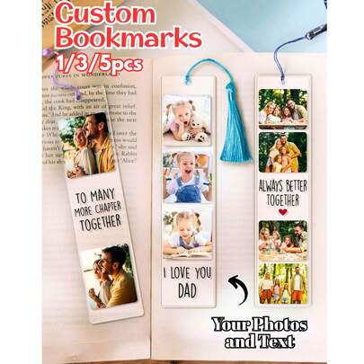 Personalisierte Foto- und Textlesezeichen aus Acryl, personalisierte Foto-Lesezeichen, individualisierbar mit Name und Foto, mit Quaste - personalisierte Foto-Geschenke, personalisierte Lesezeichen-Geschenke, Geschenke für Buchliebhaber, Geschenke zum Schulanfang, Familiengeschenke, Kindergeschenke, Buchliebhaber, Geburtstag, Feiertage, Jahrestag, Lehrer, Studenten - geeignet für den Bürogebrauch