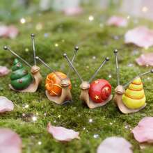 4件迷你蜗牛雕塑摆件，树脂工艺品，适用于花园家居装饰、户外装饰、庭院艺术，为您的花盆增添创意！ - 蝸牛小擺飾4pcs - 查看 10