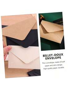 20-30pcs Vintage Square Mini Envelopes, Fresh Kraft Paper Envelopes, Small Cards, Ins Style, White & Black, Simple - Multicolor - View 7
