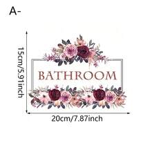 1/2/3 pièces Autocollants de porte de salle de bain à fleurs aquarelle, faciles à décoller et à coller. Décalcomanies de fleurs de rose, convenant pour les murs de salle de bain, autocollants de porte imperméables en PVC, décoration de vanité - Lettres florales - Voir 5