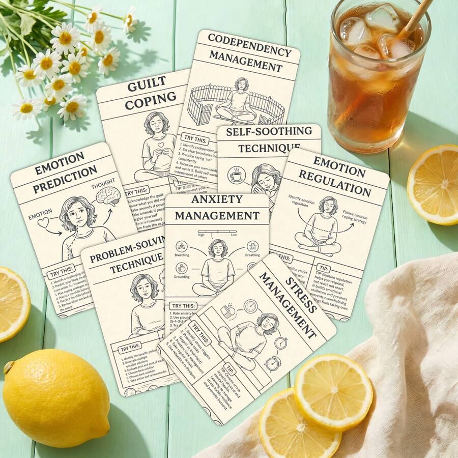 36sheets Somatic Coping Skill Cards: Techniques And Exercises To Emotion Regulation & Stress, Regulation Flashcards, Self Love, Self Care Gifts For Women - A - View 1