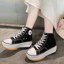 Women High Top Canvas Shoes Casual Fashion Anti Slip Thick Sole Shoes for Work Daily Life - A - Ver 3