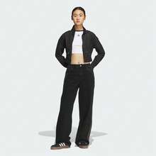 Adidas Originals 女士牛仔夹克，休闲短款运动牛仔夹克 KH1185 - 黑色 - 查看 6