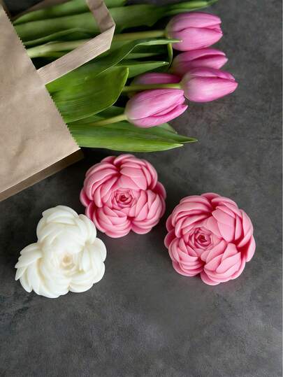 2pcs Peony Flower 3D Silicone Molds, Suitable For Mother's Day | Wedding Favors | Wedding Bouquet, Concrete, Plaster, Resin Casting, Candle Making, Aromatherapy Diffuser, Home Decor. High Temperature Resistant, Flexible And Easy To Clean, Multipurpose Molds.