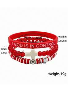 ZIRUISP 3pcs Cross Pendant Bracelet Set, God's Hand Control Silicone Bracelet, Glow-In-The-Dark Bracelet, Polymer Clay Bracelet, Glow-In-The-Dark Boho Y2K Style Jewelry, Christian Faith Prayer Gift For Boyfriend, Girlfriend, Best Friend - Three-piece Glow-in-the-dark Bracelet Set - View 9