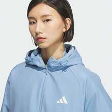 Adidas Logo Zip-Up Hooded Athletic Casual Jacket For Women. - Light Blue - View 3