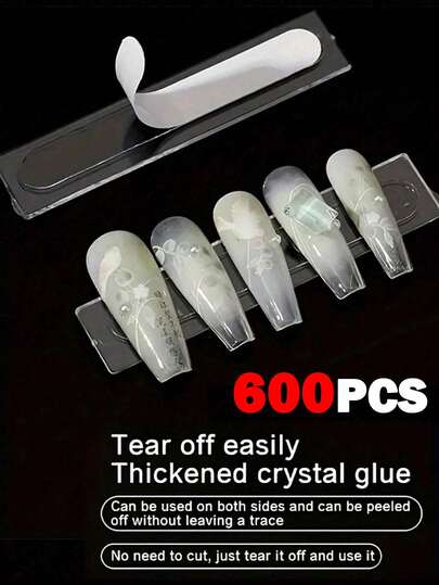 600/300/60/30pcs Transparent Double-Sided Nail Art Tape, Suitable For Stamping Nail Stickers - Self-Adhesive Striped, Beauty Salon Display Packaging, Alcohol-Free, Easy To Use, Nail Art Supplies, Strong Adhesive | Transparent Tape | Precise Application Slot, Nail Art Supplies, Nail Tools, Back To School, Nail Art, Stamping Nail Art Tools
