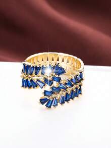 1pc Creative Wheat Ear Shaped Design Zirconia Inlaid Adjustable Ring For Women - Multicolor - View 10