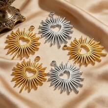 2/4件套不锈钢时尚镂空心形吊坠，项链，耳环，DIY首饰配件，情人节礼物 - 心形吊墜 - 查看 1