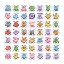 50pcs Cute Monster Stickers - Emotional Learning Monster Series "My Feelings Matter" And "Take A Deep Breath" Characters, Suitable For Decorating Journals, Planners, Etc., Encouraging Self-Expression Aesthetic Collection - Multicolor - View 4