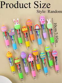 10/20 Peças Conjunto de Canetas Esferográficas Multicoloridas de Coelho de Páscoa, Canetas de Ovo Coloridas Fofas 4 em 1, Pacote Granel, Ideal para Festa de Aniversário, Casamento, Presentes de Feriado, Recheio de Lembrancinhas de Festa - Multicolorido - Visão 6