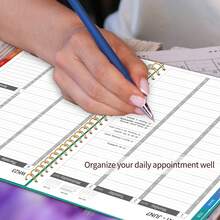 Trees 2026 Appointment Book With Monthly Tabs, A4 Minimalist Daily Planning Journal Notebook With Calendar View, Daily Arrangements & Reminders For Office Supplies School Essentials - Green - View 8