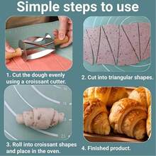 1 件装不锈钢牛角面包切片器，带长木柄的牛角面包刀，多功能滚刀，三角滚刀，蛋糕面包卷面团切割器，牛角面包面团滚轴，不锈钢牛角面包面团切割滚轴，焊接紧密，尺寸为 7.9 x 2.4 英寸（20.1 x 6.1 厘米），用于制作牛角面包 - 彩色 - 查看 7