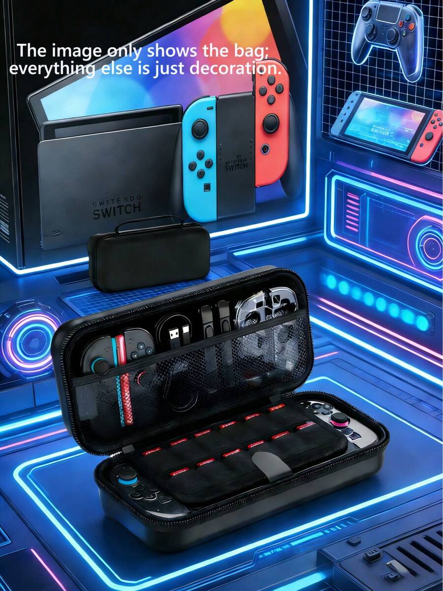 相容於 Switch 2 的便攜式收納盒，便攜硬殼收納袋，相容於 Switch 2 配件的旅行遊戲收納袋，可容納 12 個遊戲卡匣（防撞材質，建議在開放區域通風後使用）