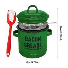 Recipiente para grasa de tocino esmaltado con colador de malla fina y espátula de silicona para aceite de cocina, manteca, aceite de coco, herramienta de cocina para camping - Multicolor - Ver 10