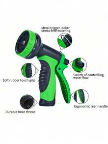 3/4 Inch American Made Flexible Expandable Garden Hose With 10-Function High Pressure Spray Nozzle, For Watering And Cleaning - C - View 7