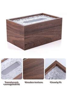 1 pieza Caja de pañuelos de madera maciza de alta gama, soporte de pañuelos de madera de nogal retro, almacenamiento de pañuelos de escritorio con tapa ondulada, fácil de reemplazar el estante de pañuelos, adecuado para escritorio, oficina, sala de estar, regalo de cumpleaños, regalo de inauguración de la casa para familiares y amigos - Multicolor - Ver 7
