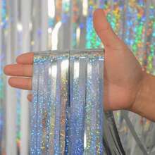 1/2/4 Piezas Cortinas metálicas brillantes de color blanco, decoración de fondo para fiestas, accesorios de fotografía, adecuadas para compromiso, cumpleaños, despedida de soltera, decoración de fondo, fiesta de revelación de género, recuerdos de fiesta (color y estilo aleatorios) - Blanco - Ver 13
