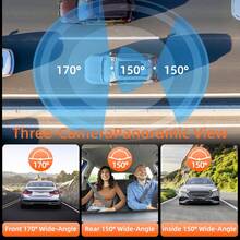 Triple Dash Cam 4K Front & 1080P Rear/Interior, 3 Channel Car Camera With 32GB Card, IR Night Vision, 24/7 Parking Surveillance, G-Sensor, Loop Recording, For Cars, Trucks - Dash Cam +32G SD Card - 查看 7