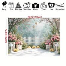 Garden Pattern Backdrop, 1 Count Garden Themed Wall Hanging, Wall Decor Home Living Room Bedroom Office, Ornaments - 彩色 - 查看 7