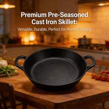 14 Inch Black Non-Stick Cast Iron Skillet - Durable Versatile Pan For Searing Sautéing Baking | All Stove Compatible (Stovetop/Oven/Campfire) - Default - View 3