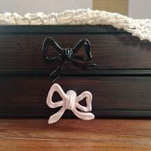 少女粉色陶瓷蝴蝶结橱柜把手，可爱INS风梳妆台抽屉单孔拉手旋钮 - A - 查看 5