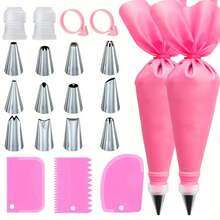 Juego de 21 piezas para manga pastelera, herramientas para manga pastelera, utensilios de repostería, moldes para pasteles - Rosa - Ver 1
