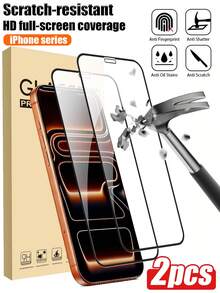 2pcs High-Definition Tempered Glass Screen Protector, Compatible With IPhone 17, 17 Pro, 17 Pro Max, 17 Air, 16, 15, 14, 13, 12, 11, XR, XS, XS Max, Anti-Explosion, Anti-Fall, Anti-Scratch, Waterproof, Smartphone Tempered Glass Film - Clear - View 12