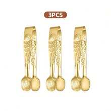 3个/6个装奢华金色迷你夹子，玫瑰图案糖夹，冰夹，高品质不锈钢小型餐具夹，冰夹，可爱茶会餐具夹，适用于咖啡馆、婚礼、情人节、新年、母亲节、生日等场合 - - - 查看 7