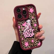 ベティ・ブープのヒョウ柄スマホケース。 17、 16 Pro Max、 15 Pro Max、 13、 12に対応。高級電気メッキ仕上げのソフトTPU素材を使用。クリーミーな波型テクスチャ。フルエッジ保護。正確なカットアウト。ぴったりフィット。快適なグリップと優れた質感。家族、友人、恋人、クリスマスのプレゼントに最適です。 - レッドCZ33 - チェックする 2