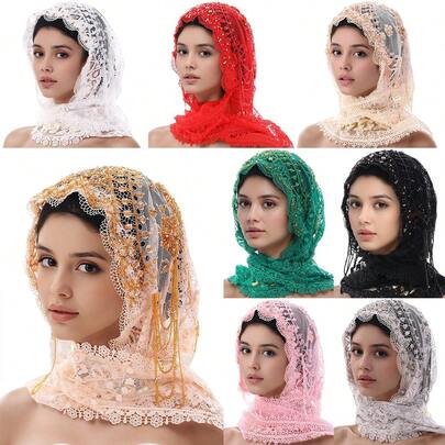 Fashion Handmade Shawl Scarf Headscarf Internet Celebrity Shawl Lace Headband Fringed Heavy Workmanship