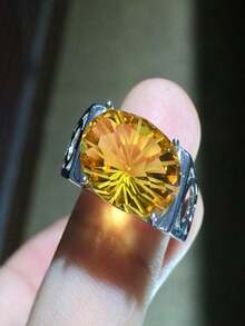 1 chiếc nhẫn nam thời trang cao cấp tối giản màu vàng đính đá Zirconia, quà tặng trang sức cho đám cưới, lễ đính hôn và tiệc tùng. - Bạc - Xem 9