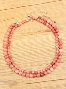 Dây chuyền đá Sunstone thời trang 6mm/8mm/10mm, dây chuyền hạt đá tự nhiên tinh tế (màu đá tự nhiên ngẫu nhiên) - Hồng - Xem 18