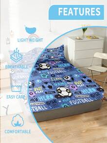 2/3PCS Home Textile Bed Sheet Set, Football Bedding, Polyester Material, Digital Printing, Suitable For Boys, Girls, Teenagers, Gifts, Bedrooms. 1 Bedsheet And 1/2 Pillowcase. - Multicolor - View 2