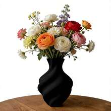 ORIZZONTE Vase décoratif moderne aux lignes ondulées en spirale – Design sculptural minimaliste pour fleurs, fleurs artificielles et compositions florales – Idée cadeau pour la maison ou le bureau – 100 % fabriqué en Italie, expédié d'Italie - noir - Voir 3