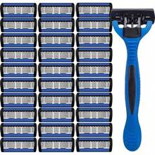 Juego de afeitadora manual para hombres/mujeres, cuchillas de afeitar de 6 capas reemplazables, herramientas de afeitado antideslizantes - Multicolor - Ver 18