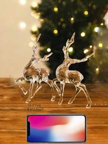 1pc Elegant Crystal Reindeer Decor, Transparent Acrylic Holiday Ornament, Holiday Home Decoration, Winter Wonderland Display, Perfect Gift For Birthday, Graduation, Christmas, Room Decor - Transparent - View 11