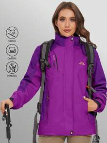 KEFITEVD Women's 3-IN-1 Jackets Waterproof Fleece Jacket Outdoor Skiing Snowboarding Coat - Màu tím - Xem 2