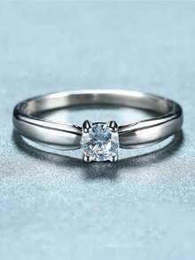 1 pieza Anillo de piedra de circonita cúbica de lujo, adecuado para mujeres, ideal para bodas, compromisos, fiestas de aniversario, regalos del Día de San Valentín - 2# - Ver 3